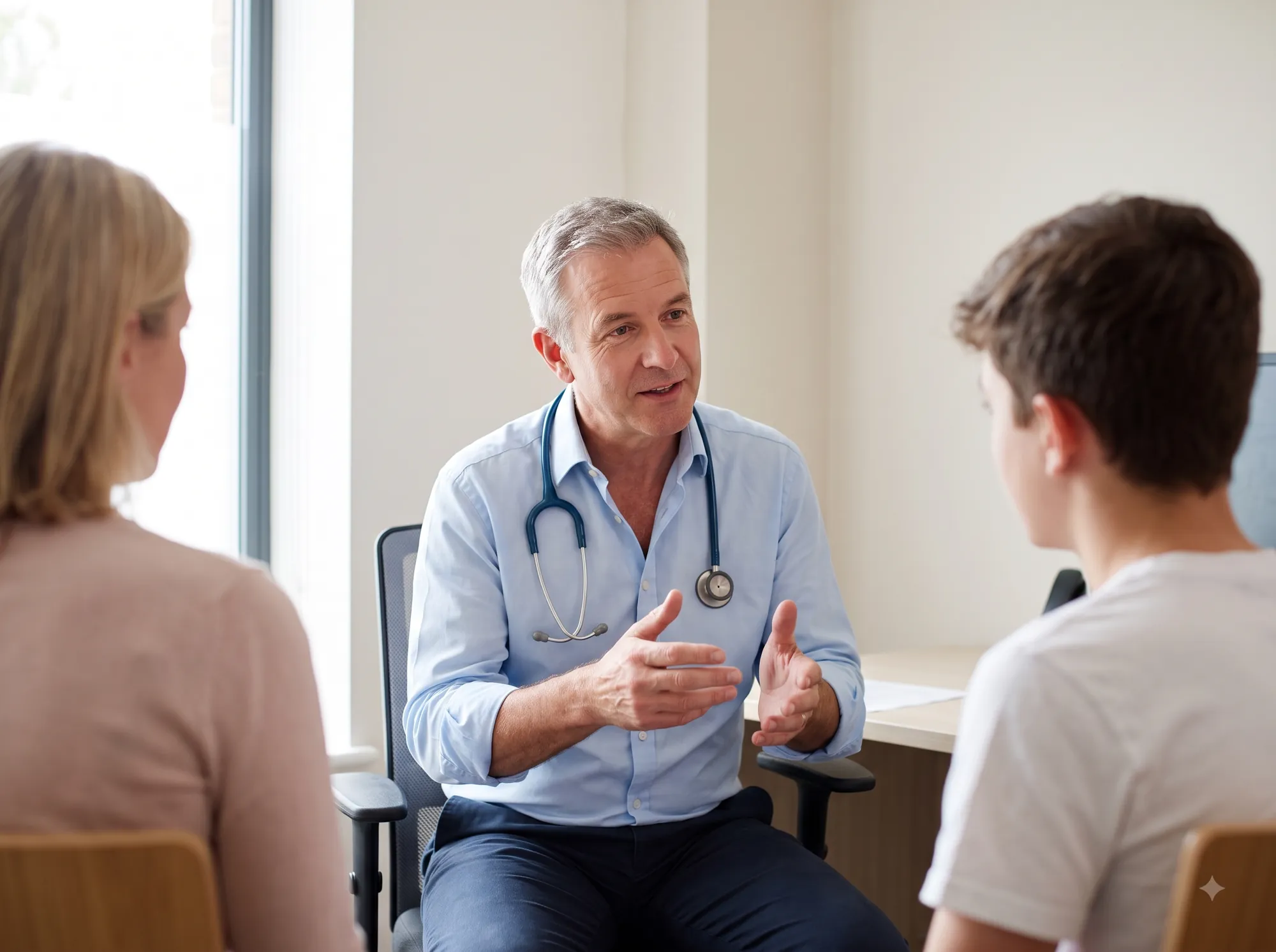 Specialist consultation to assess whether bracing or surgery is appropriate for pectus carinatum.