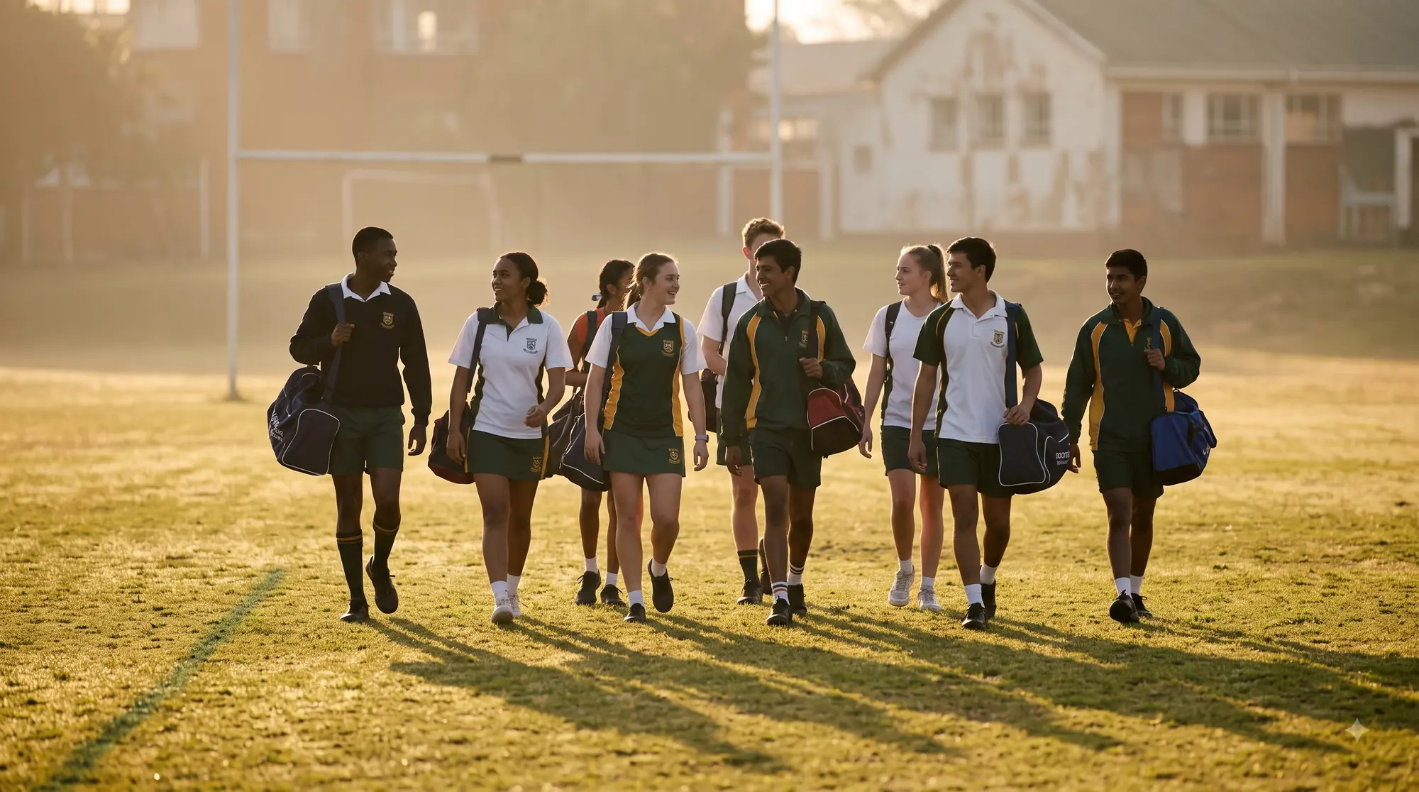Teenagers returning to school sport, representing full activity after recovery from pectus surgery.