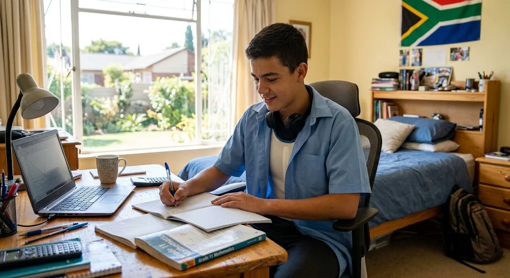 Teenager studying at home during pectus carinatum brace treatment